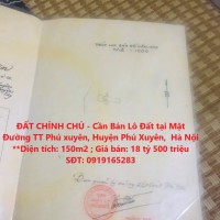 ĐẤT CHÍNH CHỦ - Cần Bán Lô Đất tại Mặt Đường TT Phú xuyên, Huyện Phú Xuyên,  Hà Nội