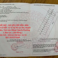 LÔ ĐẤT ĐẸP - GIÁ SIÊU HẤP DẪN- BÁN NHANH LÔ ĐẤT  Vị Trí Tại Phường 2, TP Bảo Lộc, Tỉnh Lâm Đồng