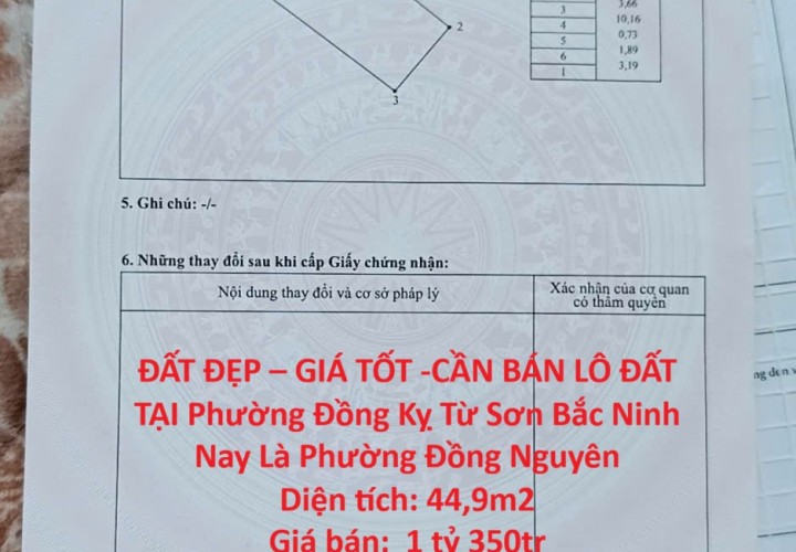 ĐẤT ĐẸP – GIÁ TỐT -CẦN BÁN LÔ ĐẤT TẠI Phường Đồng Kỵ Từ Sơn Bắc Ninh Nay Là Phường Đồng Nguyên