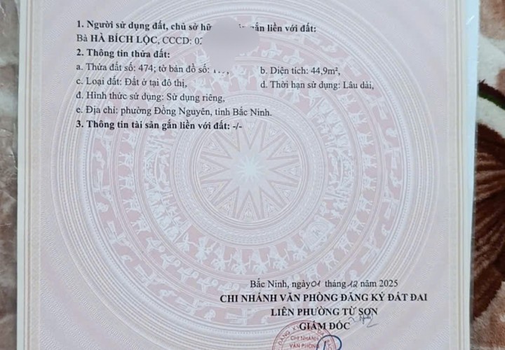 ĐẤT ĐẸP – GIÁ TỐT -CẦN BÁN LÔ ĐẤT TẠI Phường Đồng Kỵ Từ Sơn Bắc Ninh Nay Là Phường Đồng Nguyên