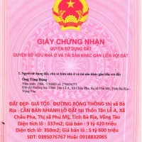 ĐẤT ĐẸP- GIÁ TỐT-  ĐƯỜNG RỘNG THÔNG thị xã Bà Rịa - CẦN BÁN NHANH LÔ ĐẤT tại Xã Châu Pha, Phú Mỹ.