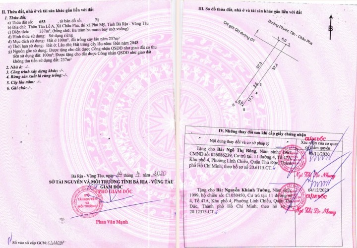 ĐẤT ĐẸP- GIÁ TỐT-  ĐƯỜNG RỘNG THÔNG thị xã Bà Rịa - CẦN BÁN NHANH LÔ ĐẤT tại Xã Châu Pha, Phú Mỹ.