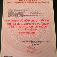 Chính Chủ Bán ĐẤT NỀN VÙNG VEN TÂY NINH - Mặt Tiền QL14C, Xã Phước Vinh, Tây Ninh