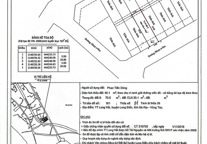 ĐẤT  ĐẸP- GIÁ TỐT- CẦN BÁN NHANH ĐẤT tại Xã Long Hải, Long Điền, Bà Rịa VT