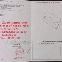 HÓT HÓT - ĐẦU TƯ SINH LỜI - Chính Chủ Bán Nhanh Lô Đất Xã Bình Thạnh, Thủ Thừa, Long An