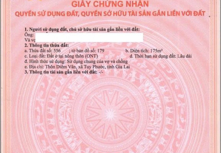 HÀNG HIẾM CHÍNH CHỦ BÁN Lô Đất Biệt Thự Khu Sinh Thái Diêm Vân Xã Phước Thuận, Tuy Phước, tỉnh Bình Định