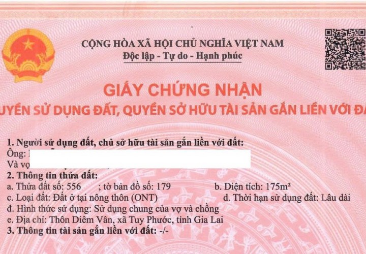 HÀNG HIẾM CHÍNH CHỦ BÁN Lô Đất Biệt Thự Khu Sinh Thái Diêm Vân Xã Phước Thuận, Tuy Phước, tỉnh Bình Định