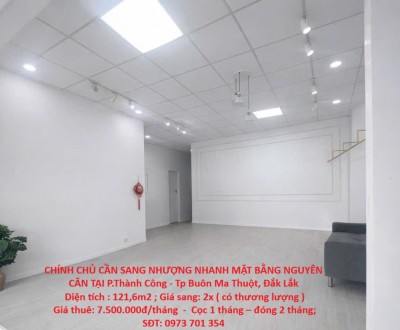 CHÍNH CHỦ CẦN SANG NHƯỢNG NHANH MẶT BẰNG NGUYÊN CĂN TẠI P.Thành Công - Tp Buôn Ma Thuột, Đắk Lắk