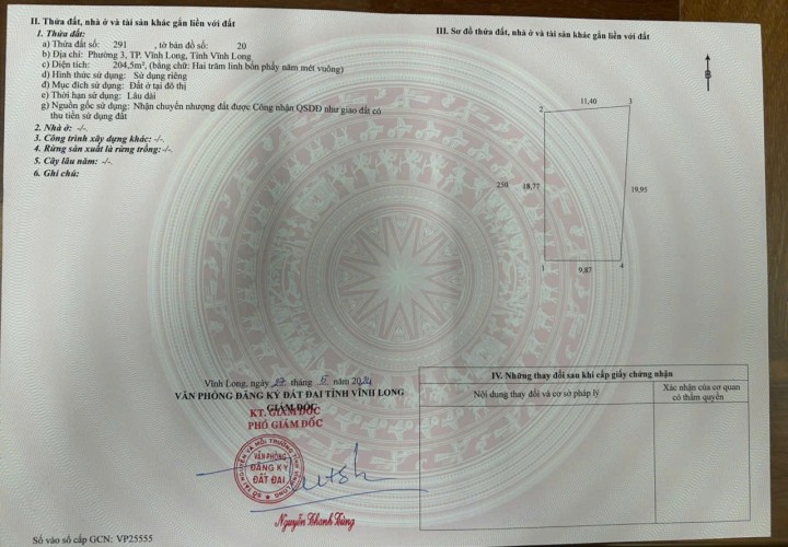 ĐẤT ĐẸP – GIÁ TỐT – CHÍNH CHỦ CẦN BÁN Tại MẶT TIỀN ĐƯỜNG PHÓ CƠ ĐIỀU, PHƯỜNG PHƯỚC HẬU, VĨNH LONG