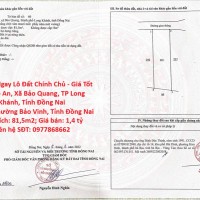 Sở Hữu Ngay Lô Đất Chính Chủ - Giá Tốt Ấp Thọ An, Xã Bảo Quang, TP Long Khánh, Tỉnh Đồng Nai