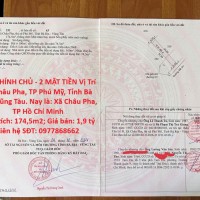 ĐẤT CHÍNH CHỦ - 2 MẶT TIỀN Vị Trí Xã Châu Pha, TP Phú Mỹ, Tỉnh Bà Rịa - Vũng Tàu