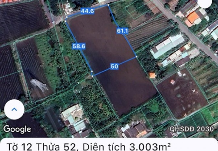 ĐẤT CHÍNH CHỦ - MẶT TIỀN Tại Ấp 3 Xã Nhựt Chánh, Huyện Bến Lức, Tỉnh Long An