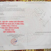 ĐẤT ĐẸP – GIÁ TỐT -CHÍNH CHỦ CẦN BÁN NHANH LÔ ĐẤT TẠI Quốc lộ 6, Tt.Mộc Châu, H.Mộc Châu, T. Sơn La