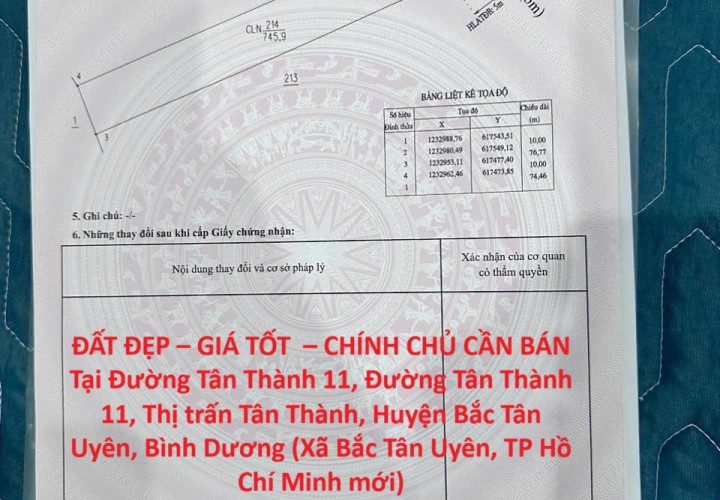 ĐẤT ĐẸP – GIÁ TỐT  – CHÍNH CHỦ CẦN BÁN Tại Đường Tân Thành 11, Đường Tân Thành 11, Thị trấn Tân Thành