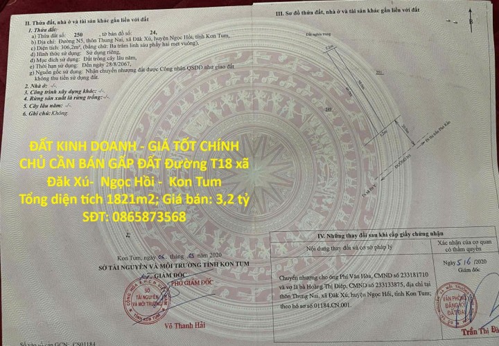 ĐẤT KINH DOANH - GIÁ TỐT CHÍNH CHỦ CẦN BÁN GẤP ĐẤT Đường T18 xã Đăk Xú-  Ngọc Hồi -  Kon Tum