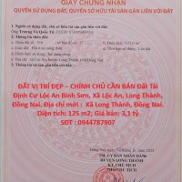 ĐẤT VỊ TRÍ ĐẸP – CHÍNH CHỦ CẦN BÁN Đất Tái Định Cư Lộc An Bình Sơn, Xã Lộc An, Long Thành, Đồng Nai.