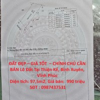 ĐẤT ĐẸP – GIÁ TỐT  – CHÍNH CHỦ CẦN BÁN Lô Đất Tại Thiện Kế, Bình Xuyên, Vĩnh Phúc