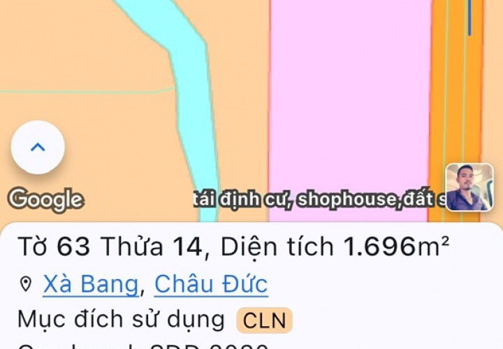 ĐẤT CHÍNH CHỦ - GIÁ TỐT Địa Chỉ Xã Xà Bang, Huyện Châu Đức, Tỉnh Bà Rịa Vũng Tàu
