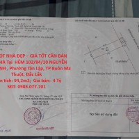 HÓT HÓT NHÀ ĐẸP – GIÁ TỐT CẦN BÁN GẤP NHÀ Tại  Phường Tân Lập, TP Buôn Ma Thuột, Đắc Lắk