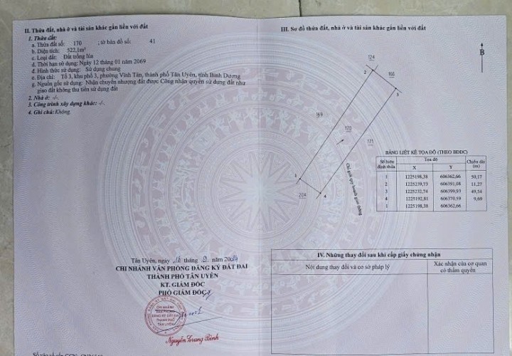ĐẤT ĐẸP – GIÁ TỐT  – CHÍNH CHỦ CẦN BÁN GẤP tại Xã Vĩnh Tân, Thị xã Tân Uyên, Bình Dương