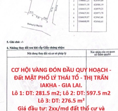 CƠ HỘI VÀNG ĐÓN ĐẦU QUY HOẠCH - Đất MẶT PHỐ LÝ THÁI TỔ - THỊ TRẤN IAKHA - GIA LAI.