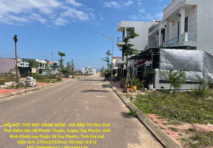 ĐẤT BIỆT THỰ ĐẸP  HÀNG HIẾM - GIÁ ĐẦU TƯ Khu Sinh Thái Diêm Vân Xã Phước Thuận, Tuy Phước, Bình Định