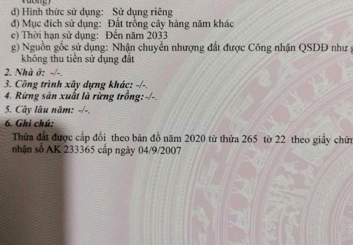 ĐẤT ĐẸP - ĐẦU TƯ SINH LỜI - Bán GẤP Lô Đất Tiềm Năng Tại Suối Rao, Châu Đức, Bà Rịa Vũng Tàu