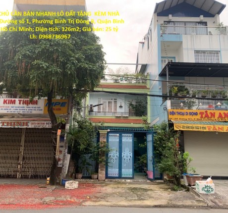 CHÍNH CHỦ CẦN BÁN NHANH LÔ ĐẤT TẶNG KÈM NHÀ CẤP 4 tại quận Bình Tân, TP HCM
