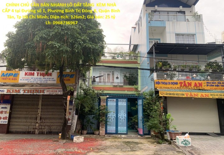 CHÍNH CHỦ CẦN BÁN NHANH LÔ ĐẤT TẶNG  KÈM NHÀ CẤP 4 tại quận Bình Tân, TP HCM