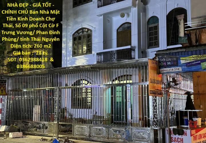 NHÀ ĐẸP - GIÁ TỐT - CHÍNH CHỦ Bán Nhà Mặt Tiền Kinh Doanh Chợ Thái, Phan Đình Phùng, Thái Nguyên