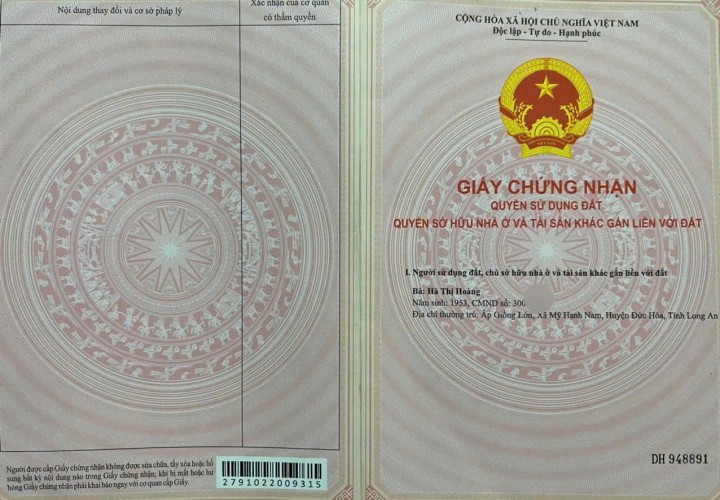 HOT ĐẤT ĐẸP- GIÁ TỐT CHÍNH CHỦ CẦN BÁN GẤP LÔ ĐẤT TIỀM NĂNG tại huyện Đức Huệ, tỉnh Long An