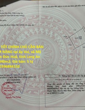 HOT ĐẤT ĐẸP- GIÁ TỐT CHÍNH CHỦ CẦN BÁN GẤP LÔ ĐẤT TIỀM NĂNG tại huyện Đức Huệ, tỉnh Long An