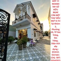 HÓT HÓT !!!NHANH TAY SỞ HỮU NGAY CĂN BIỆT THỰ SIÊU ĐẸP Vị Trí Tại Thành Phố Cần Thơ ( Sóc Trăng cũ )