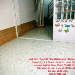 NHÀ ĐẸP – GIÁ TỐT CẦN BÁN NHANH CĂN NHÀ Tại Đường Thanh Lộc 19, P. Thanh Lộc, Q. 12, HCM.