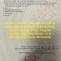ĐẤT ĐẸP – GIÁ TỐT – CẦN BÁN GẤP ĐẤT Tại Xã Phước Hưng, Huyện Long Điền, Bà Rịa - Vũng Tàu
