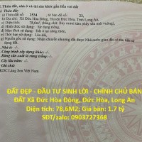 ĐẤT ĐẸP - ĐẦU TƯ SINH LỜI - CHÍNH CHỦ BÁN ĐẤT Xã Đức Hòa Đông, Đức Hòa, Long An