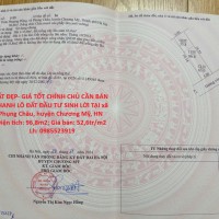 ĐẤT ĐẸP- GIÁ TỐT CHÍNH CHỦ CẦN BÁN NHANH LÔ ĐẤT ĐẦU TƯ SINH LỜI TẠI huyện Chương Mỹ, tp Hà Nội