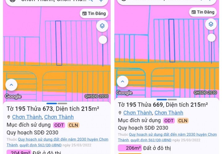 BÁN ĐẤT NỀN CHÍNH CHỦ - 2 LÔ LIỀN KỀ Tại QL13, KP2 P. Thành Tâm, TX Chơn Thành - Bình Phước