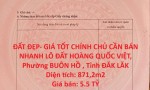 ĐẤT ĐẸP- GIÁ TỐT CHÍNH CHỦ CẦN BÁN NHANH LÔ ĐẤT HOÀNG QUỐC VIỆT, Phường BUÔN HỒ , Tỉnh ĐĂK LĂK