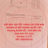 ĐẤT ĐẸP- GIÁ TỐT CHÍNH CHỦ CẦN BÁN NHANH LÔ ĐẤT HOÀNG QUỐC VIỆT, Phường BUÔN HỒ , Tỉnh ĐĂK LĂK
