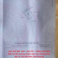 HOT HOT ĐẤT  ĐẸP – GIÁ TỐT – CHÍNH CHỦ BÁN ĐẤT Tại Phường Phú Mỹ, TP Thủ Dầu Một, Bình Dương