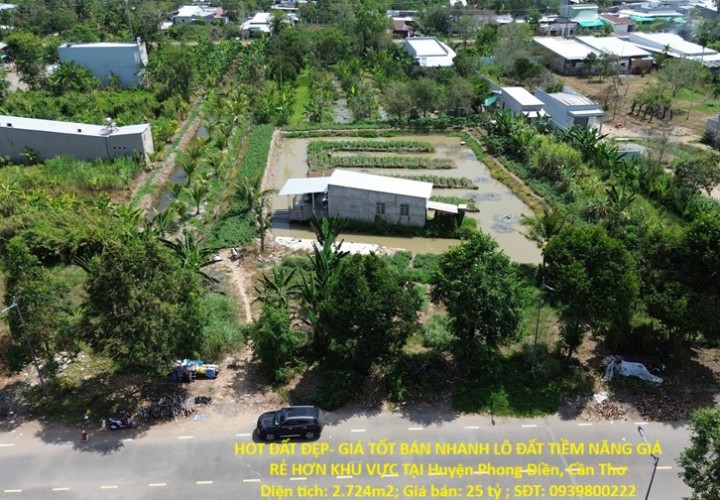 HOT ĐẤT ĐẸP- GIÁ TỐT BÁN NHANH LÔ ĐẤT TIỀM NĂNG GIÁ RẺ HƠN KHU VỰC TẠI Huyện Phong Điền, Cần Thơ