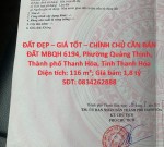 ĐẤT ĐẸP – GIÁ TỐT – CHÍNH CHỦ CẦN BÁN ĐẤT MBQH 6194, Phường Quảng Thịnh, TP. Thanh Hóa, Tỉnh Thanh Hóa
