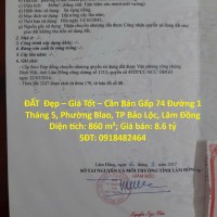 ĐẤT  Đẹp – Giá Tốt – Cần Bán Gấp – Đường 1 Tháng 5 – Phường Blao – TP Bảo Lộc – Lâm Đồng
