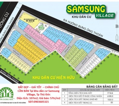 ĐẤT ĐẸP – GIÁ TỐT – CHÍNH CHỦ CẦN BÁN Tại khu dân cư Samsung Village, Tp Thủ Đức