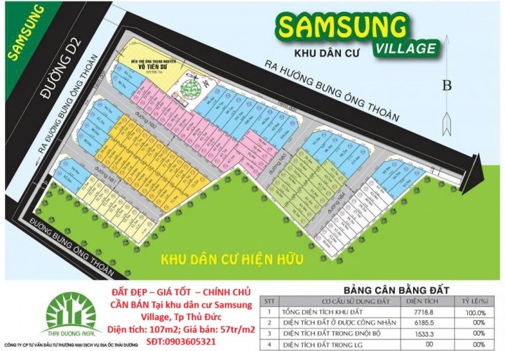 ĐẤT ĐẸP – GIÁ TỐT  – CHÍNH CHỦ CẦN BÁN Tại khu dân cư Samsung Village, Tp Thủ Đức