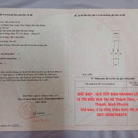 ĐẤT ĐẸP - GIÁ TỐT BÁN NHANH LÔ ĐẤT VỊ TRÍ ĐẮC ĐỊA TẠI Xã Thành Tâm,  Chơn Thành, Bình Phước
