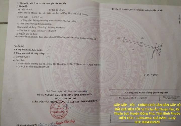 GẤP GẤP - TÔI -  CHÍNH CHỦ CẦN BÁN GẤP LÔ ĐẤT GIÁ SIÊU TỐT Vị Trí Tại Huyện Đồng Phú, Tỉnh Bình Phước