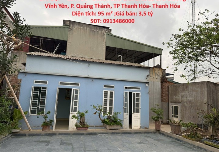 ĐẤT ĐẸP – GIÁ TỐT –CHÍNH CHỦ CẦN BÁN LÔ ĐẤT Đường Vĩnh Yên, P. Quảng Thành, TP Thanh Hóa- Thanh Hóa