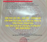 ĐẤT PHÚ LỘC TÂY – GIÁ TỐT – CHÍNH CHỦ CẦN BÁN Thửa 668, tờ 5, Phú Lộc Tây 4, H. Diên Khánh, Khánh Hòa